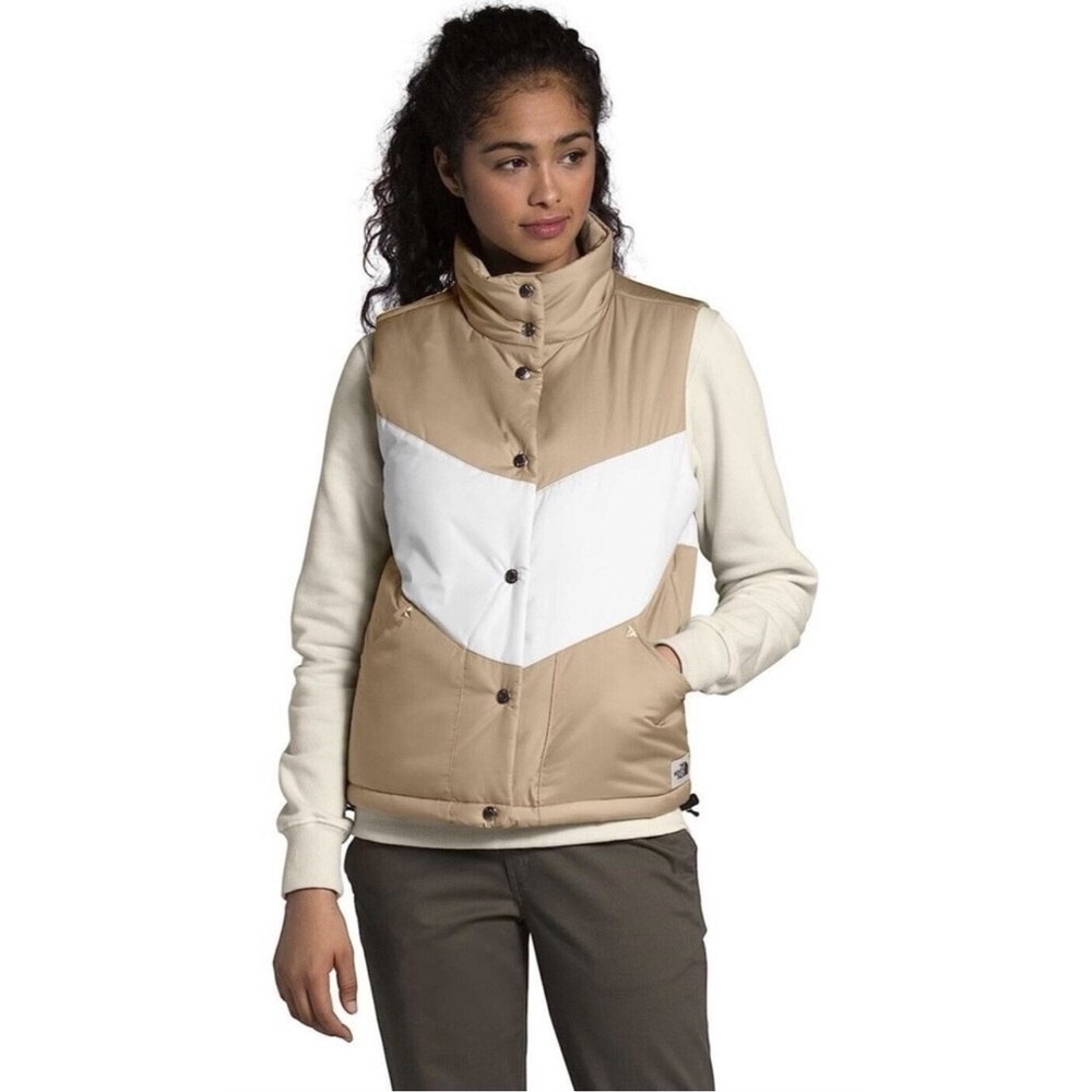 The North Face Sylvester Hawthorne Khaki White Puffer Vest